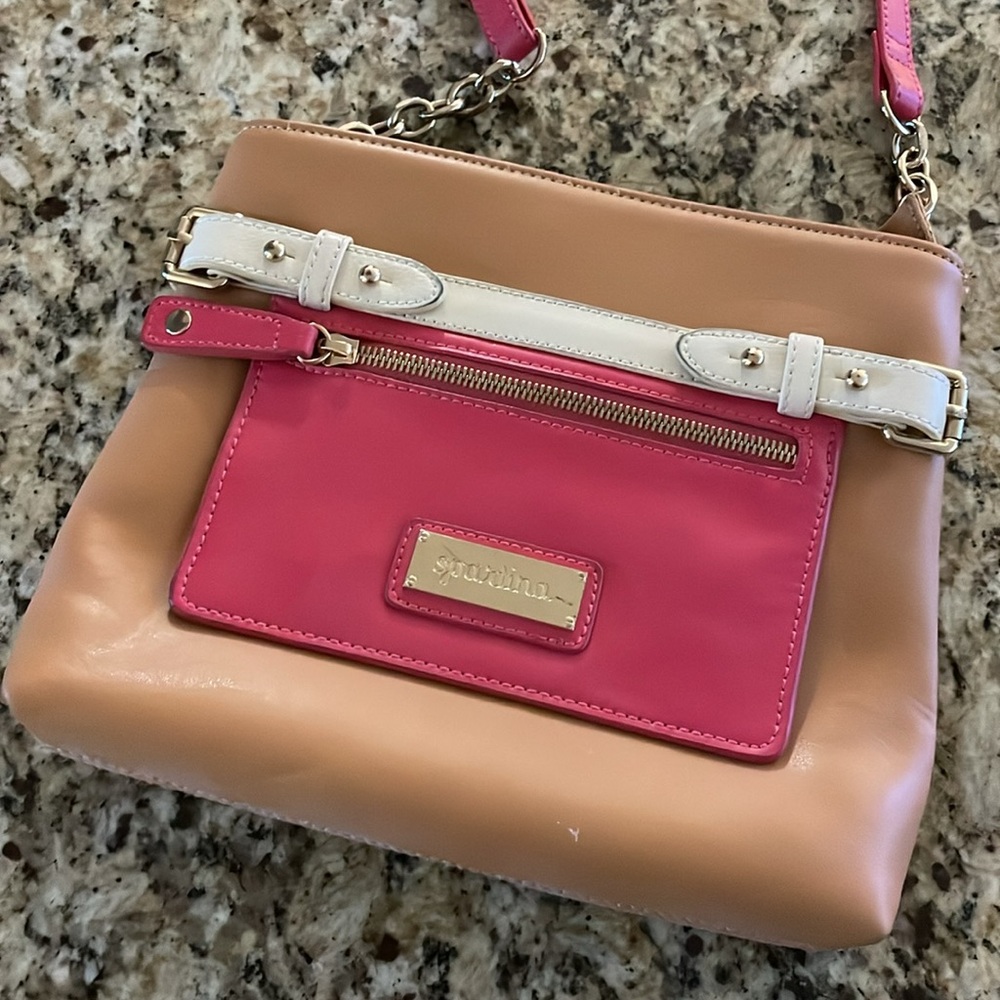 Spartina 449 Vibrant Pink and Tan Crossbody
